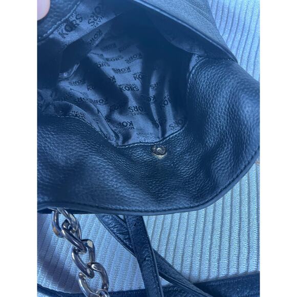 Michael Michael Kors Crossbody Bag Womens Small Black Pebbled Leather Chain - Picture 9 of 16